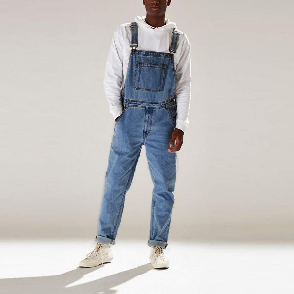 2023 Mono Hombre Vaquero otoño Inviernos Casual Moda Peto Vaquero Hombre Pantalones de Mezclilla Retro Denim Jeans de Trabajo con Bolsillo clásico Suelto Jumpsuit Informal Overall pantalón Nueva