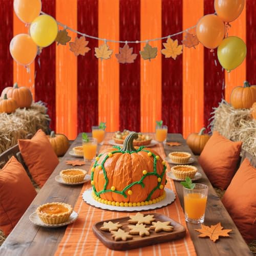 Image of TONIFUL 2Pcs Red Orange Door Streamers,Green Photo Booth Backdrop,Metallic Streamers Green Foil Fringe Curtains for Birthday,Christmas,New Year,Thanksgiving,St. Patrick's Day Party Streamers Decor