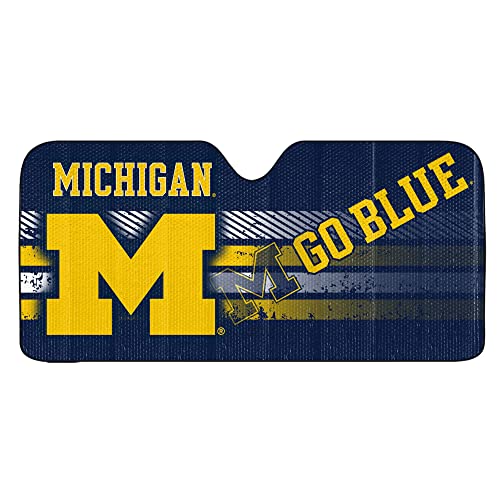 FANMATS 60015 NCAA Michigan Wolverines Windshield Sun Auto Shade, Sun Shield Sun Visor | Accordion tri-fold for Storage | 59