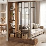 Tribesigns 70.9' Room Divider with Shelves, Wooden Freestanding Wall Room Divider for Room Separation, Wall Partition for Living Room, Bedroom, Office, Brown and Black