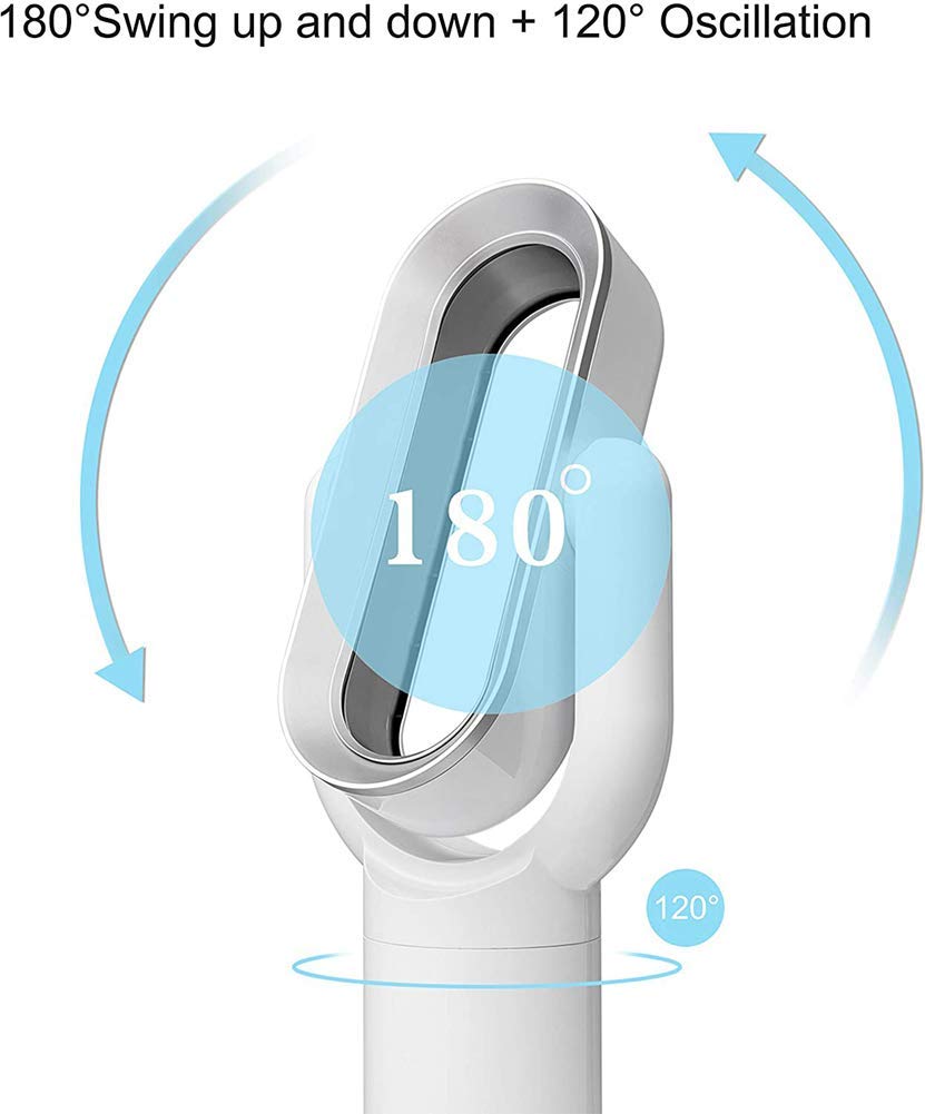 Ventilador de calefacción portátil sin aspas, ventilador de torre de 10 velocidades con control remoto, calentador de espacio y ventilador de circulación de aire para sala de estar / oficina / dormit