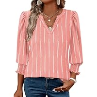 Desol Bluse Damen 3/4 Arm Lässiges Hemd mit V-Ausschnitt Elegante T Shirt Tops Locker Oberteil Bluse für den Herbst Outfit