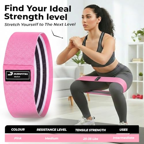 Image of Fabric Resistance Bands (Medium) Strength for Women & Men, Non-Slip Hip Bands for Glutes, Legs & Squats, Exercise Booty Bands for Workout, Stretching,Toning,Home Gym Fitness,Yoga &Pilates