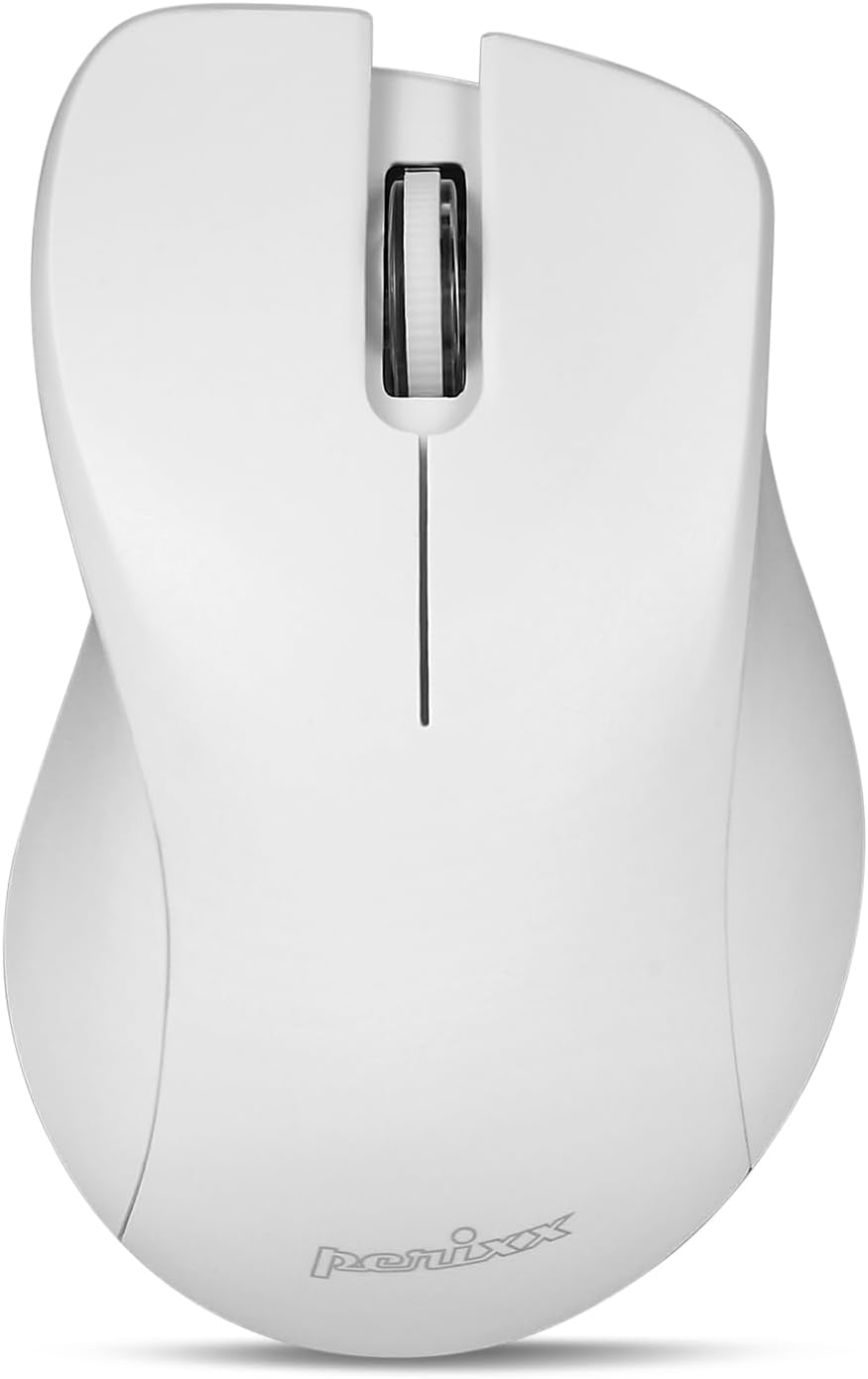 Perixx PERIMICE-621W Wireless Mouse - Silent Click with Ergo Design - Compatible for Desktop and Laptop PC - Wireless 2.4 GHz - White