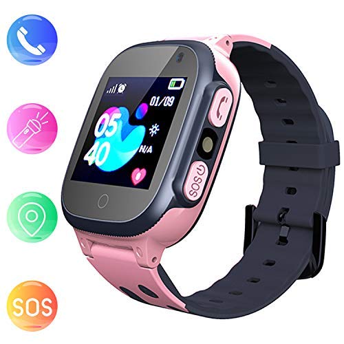 Jslai - Reloj Inteligente para niños (Resistente al Agua, con Pantalla táctil, para niños de 3 a 12 años, Incluye cámara SOS), Color Negro