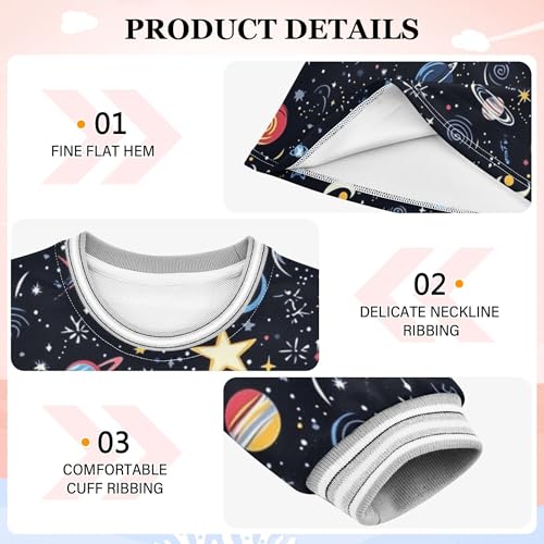 JUNZAN Space Stars Cosmic Planet Toddler Girl Long-Sleeved Dress Soft Kids Basic Dress 2T3