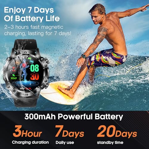 Military Smart Watch for Men (Answer/Make Call), 1.43" AMOLED Outdoor 100+ Sports Fitness Tracker, Heart Rate/Blood Oxygen/Sleep Monitor/Body Composition, Always-On Display - Image 7