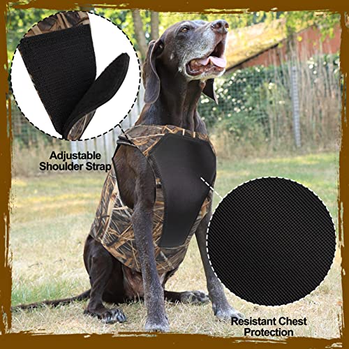 Hunthor Hund Jagdweste, 5mm Neopren Hundeweste Jagd, Verstellbare Hundejagdweste Wasservögel für Entenjagd (Camo, XL)