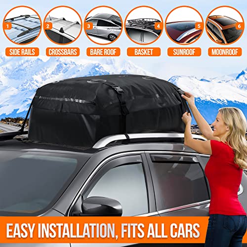 17 Cu Ft RoofBag Rooftop Cargo Carrier, Waterproof Roof Cargo Carrier for Car with/Without Rack Cross Bar Including Strong Nylon Straps + Storage Bag - Image 6