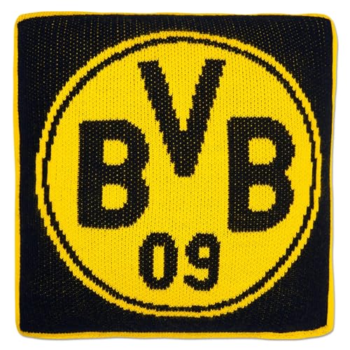 Borussia Dortmund BVB Strickkissen mit Logo-Motiv, Schwarzgelb, 30° Grad waschbar Borussia Dortmund BVB Strickkissen mit Logo-Motiv, Schwarzgelb, 30° Grad waschbar