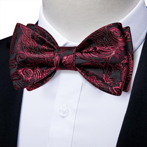 Image of DiBanGu Mens Silk Self Bow Tie Set 4PCS for Tuxedo Wedding,