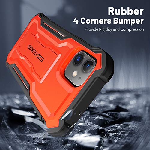 Exoguard Compatible With Iphone 12 Mini Case, Rubber Shockproof Full-Body Cover Case Built-In Screen Protector With Kickstand For Iphone 12 Mini 5.4 Inch Phone (Orange) #TOP4