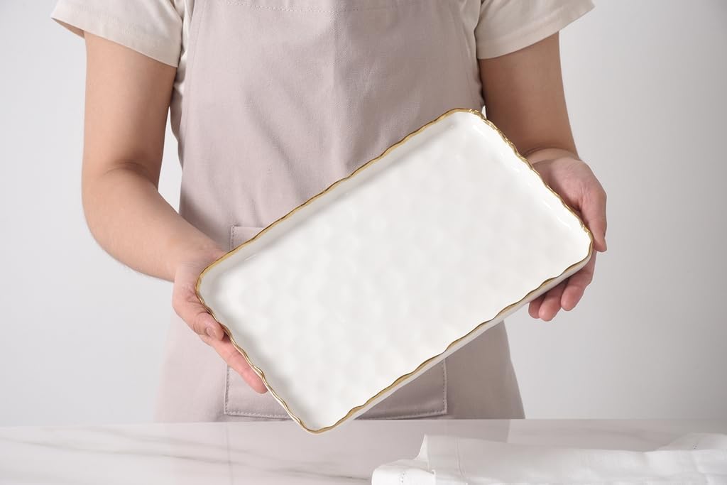 Pampa Bay Portofino Small Rectangular Tray 11.25" x 7.5" x 1" – Decorative Serving Tray for Bathroom, Kitchen, Vanity & Coffee Table