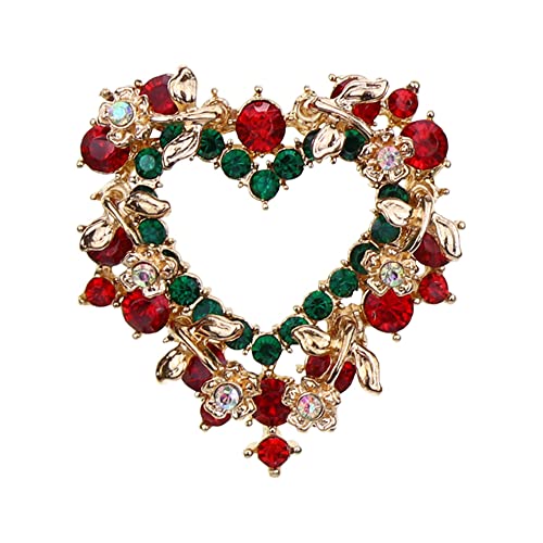 Image of Christmas Brooch Pins Crystal Christmas Tree Snowflake Jingle Bell Reindeer Enamel Brooches Holiday Party Gift for Women