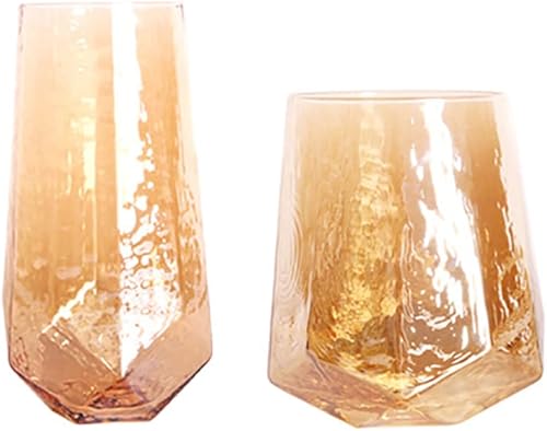 Miniatura 9 de Copas de vino ámbar vintage, juego de 2 copas de vino de tallo largo, copas de champán, copas de copa sin plomo, elegantes copas de vino ideales