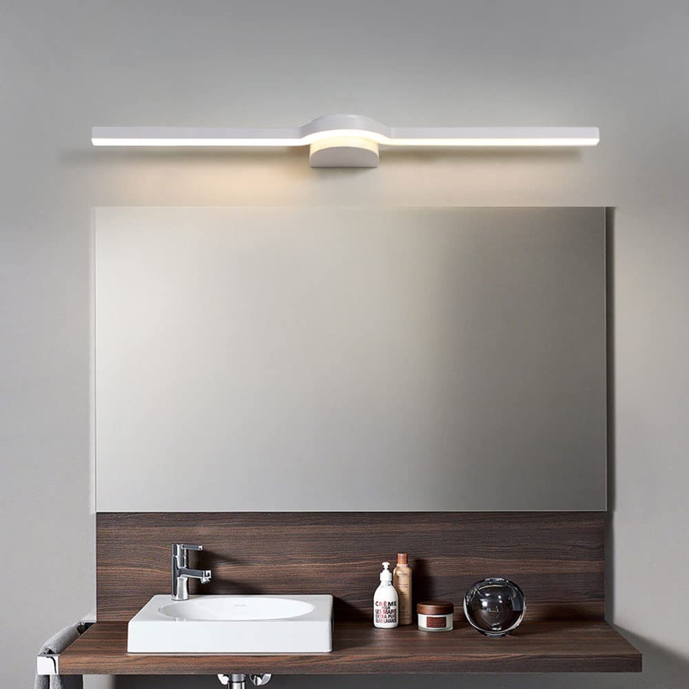 Apparecchio di illuminazione lineare per bagno con luce anteriore a specchio a LED, lampada da parete per bagno da 17 W, 80 cm, luci per specchietto da toeletta in metallo, sopra la toeletta per toile