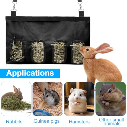 Kaninchen Heutasche, Heu-Futterbeutel, 4 Fenster Heu Futterbeutel, Hasen-Futterstation, Kleintiere Heutasche, Aufhängen Meerschweinchen Heutasche, Aufbewahrung hängender Futtersack, Heu Futtersack