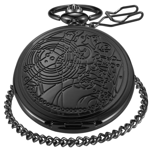 Image of Quartz Pocket Watch for Men, White Roman Digital Dial Pocket Watches for Men with Chain