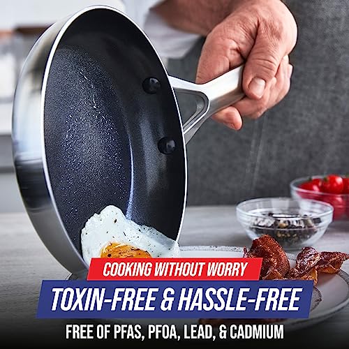 Blue Diamond Cookware Tri-Ply Stainless Steel Ceramic Nonstick, 15 Piece Cookware Pots And Pans Set, Pfas-Free, Multi Clad, Induction, Dishwasher Safe, Oven Safe, Silver #TOP5