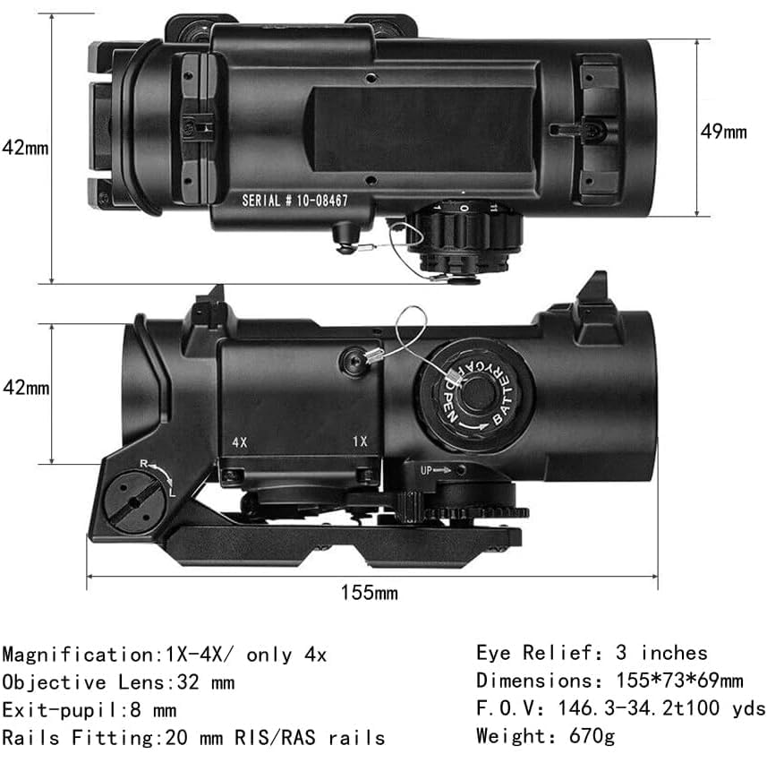 Amazon.com: 1-4X Reflex Scope Gen 3，Holographic Optic Reticle
