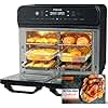 HYSapientia® 22L Dual Zone Air Fryer Oven With Rotisserie,Large Double Air fryers Mini Ovens Digital 2400W 10 in 1 Airfryer Countertop Convection Oven electric and grill,Stainless Steel,13 Accessories