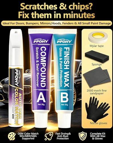 PPOHY Celestite(1K3) Touch Up Paint Pen for Toyota with A/B Wax OEM Exact Match,Complete Scratch Repair Kit,Quick Dry 2-In-1 Tip/Brush,Anti-Rust Waterproof Paint for Camry,Corolla,RAV4,Highlander — view 2
