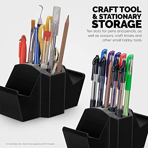 Image of Game Controller Holder & Desktop Pen Organizer Stand With Ten Slots for Pens, Pencils, Stationery, Craft Tools & More - Universal Design for PS5 XBOX SERIES X ONE PS4 SWITCH PC Gamepads - D05 - Black