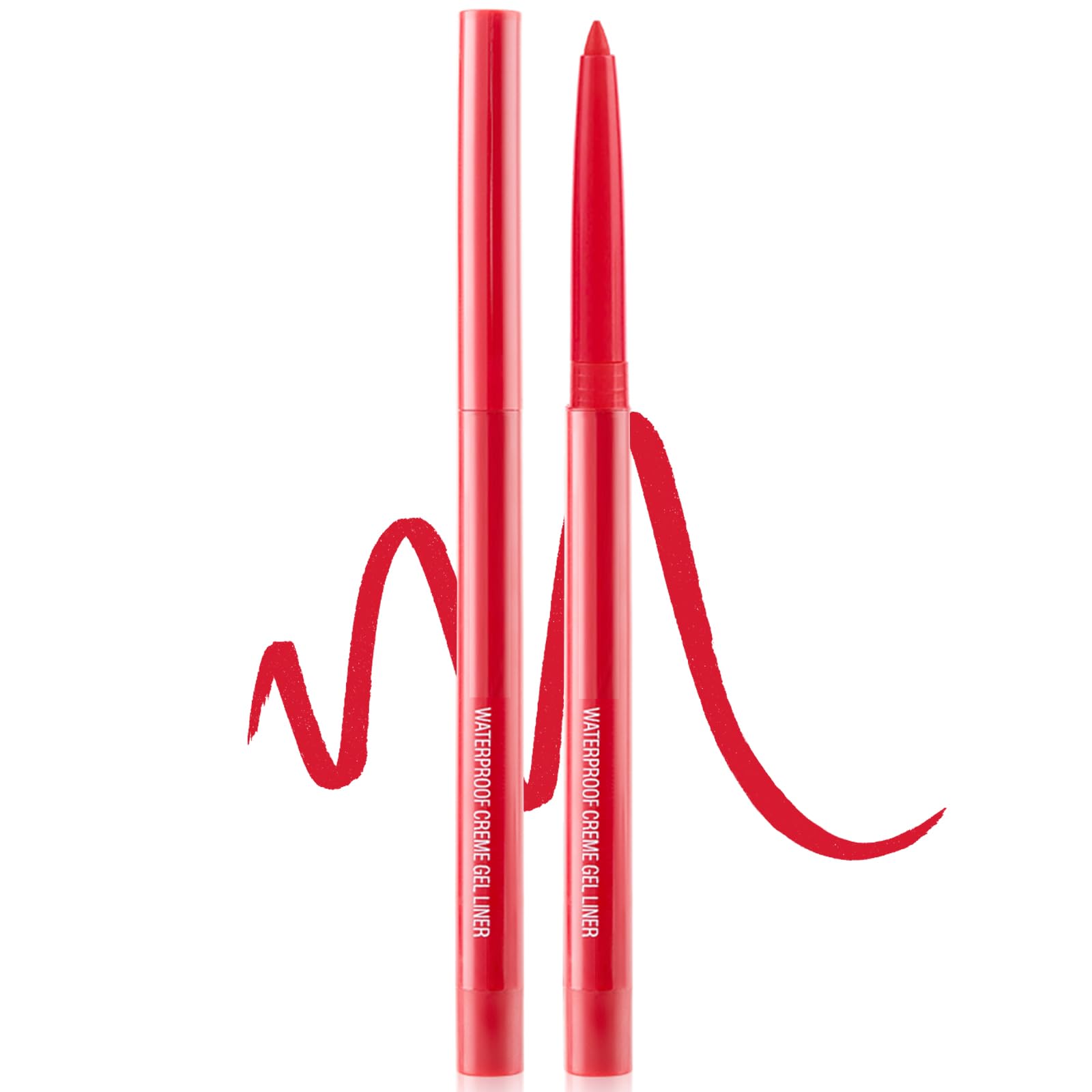 CoteMara Eyeliner Pencil Quick-Drying Eye Liner Pencils Long-Lasting Multi-Use Water-proof colored eyeliners Pigmented Eye Liner Pen (Red)