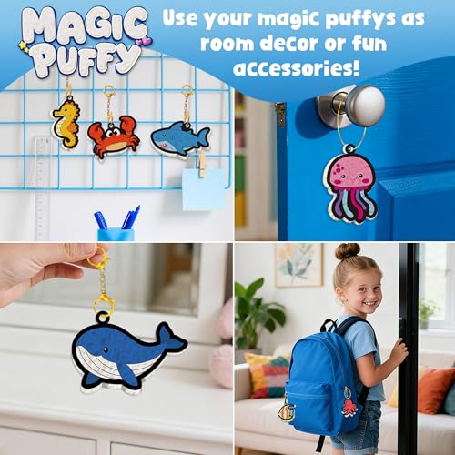 Image of MZYTOZA Magic Foam Texture Painting Kit - 3D Art Craft Aqua Magic Puffs Paint Kit, 15 Mess-Free Paint by Number Craft for Kids(Marine Animals