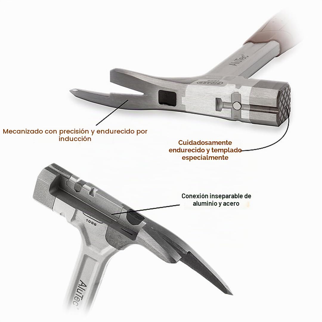 PICARD ALUTEC - Martillo de carpintero/techo con cara a cuadros
