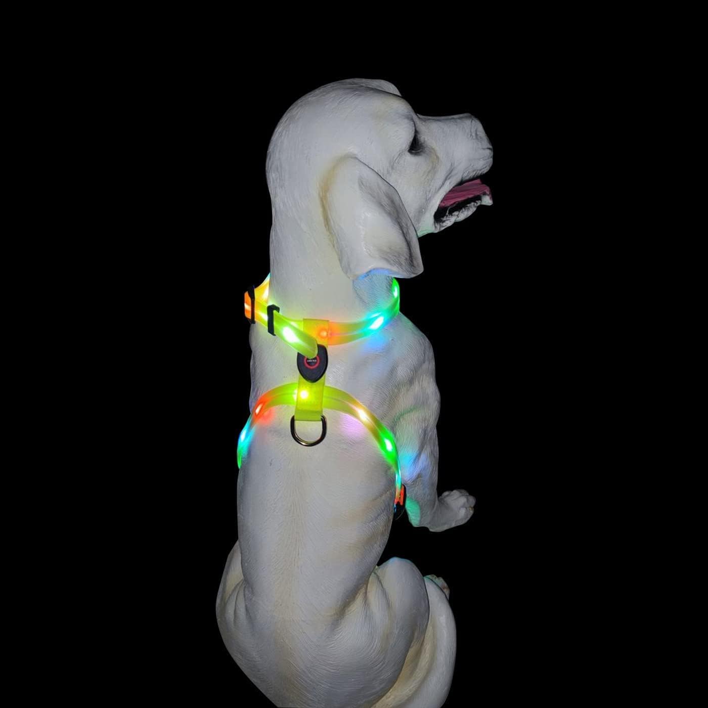 Light Up Dog Harness for Medium Dogs Lighted Dog Harness Rechargeable Waterproof Illuminated Glow in The Dark Light up Dog Vest LED