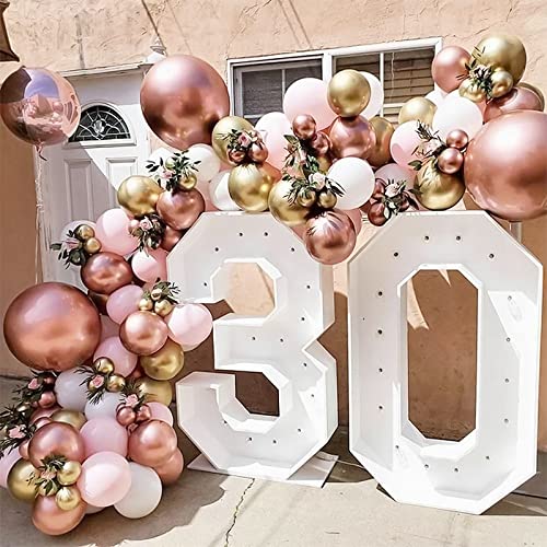 Image of RUBFAC 129pcs Rose Gold Balloons Different Sizes 18 12 10 5 Inches, Latex Balloon Garland Arch Kit for Birthday Party Valentine's Day Baby Shower Graduation Wedding Holiday Decoration