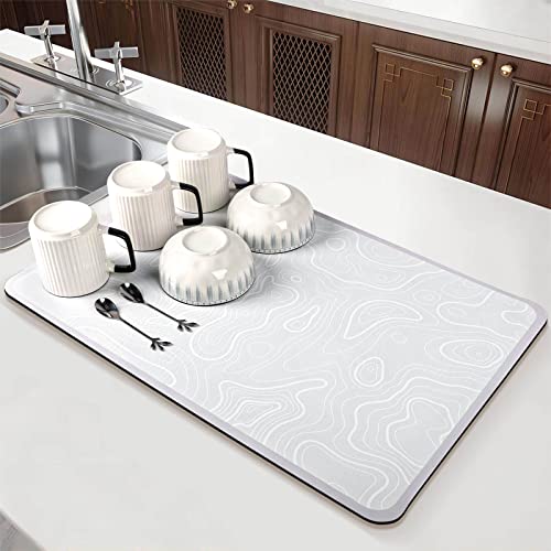 Dk177 Dish Drying Mat For Kitchen Counter, Super Absorbent Dish Mat, Non-Slip Heat-Resistant Easy Clean Dishes Drainer Mats, Dish Rack Pad, Coffee Mat Kitchen Counter Mat (Streams, 16*12) #TOP8
