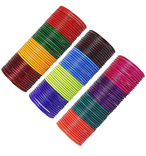Image of NMII Glass with Plain and Glossy Finished Bangle Set For Women and Girls