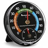 Lantelme Kombi Thermometer Hygrometer Temperatur -5 - + 45°C und Luftfeuchte 0% - 100% rel. Analog | Präzise Anzeigen für Schimmelschutz Raumklima...