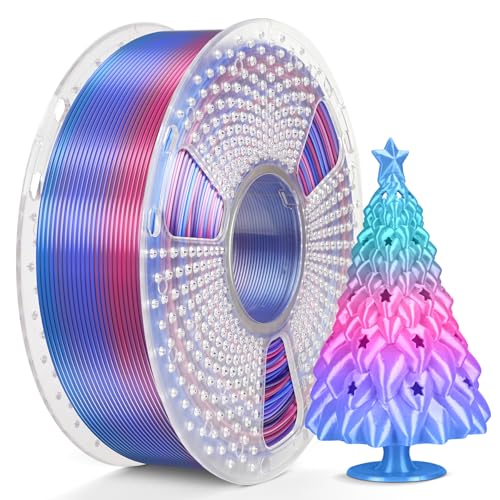 Image of SUNLU Silk Rainbow PLA Filament, Multicolor Silk 3D Printer Filament 1.75mm + /- 0.02mm, Fast Color Change Each 8 Meters, 330 Meters, 1kg /2.2lbs, Silk Rainbow Filament(Blue-Purple-Magenta)