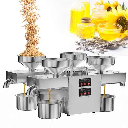 agreilduite Pro Oil Press Machine,2400w Commercial Oil Maker Machine for Hot/Cold Oil Extraction,12-25kg/H Capacity/ 210° Constant Temperature Heating/All-Stainless Steel /4 Independent Outlets