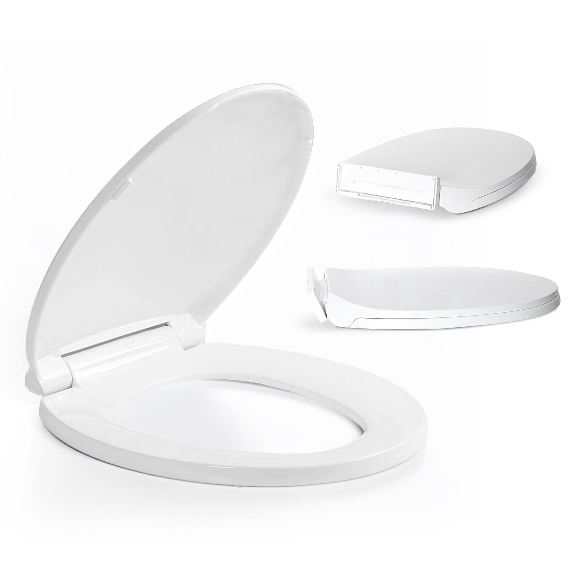 EVOKK Soft Close Toilet Seat White – Slow Close, Quick Release Hinges, Home Bathroom Seat Durable Polypropylene, 425 x 355mm Oval Shape, Easy Clean, Universal Fit for Standard Toilets