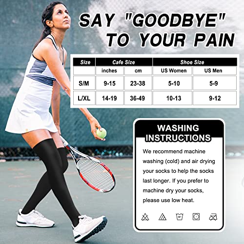 Sunfeeling 3 Pairs Thigh High Compression Socks For Women Men Circulation Over The Knee Stockings - Best Support For Running,Nursing,Black/White/Grey,S/M #TOP5