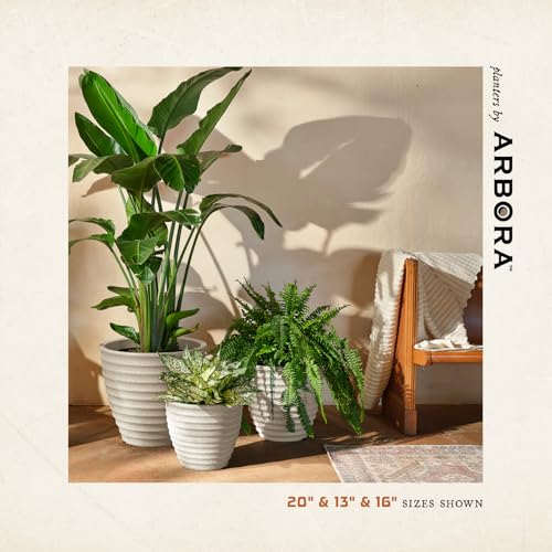 ARBORA 16\" Ibiza Polyresin Indoor and Outdoor Planter with Classic Cream Finish - Durable, Weatherproof, Lightweight, Large Plant Pot for Patio, Garden, Deck, Entryway - Thumbnail 3