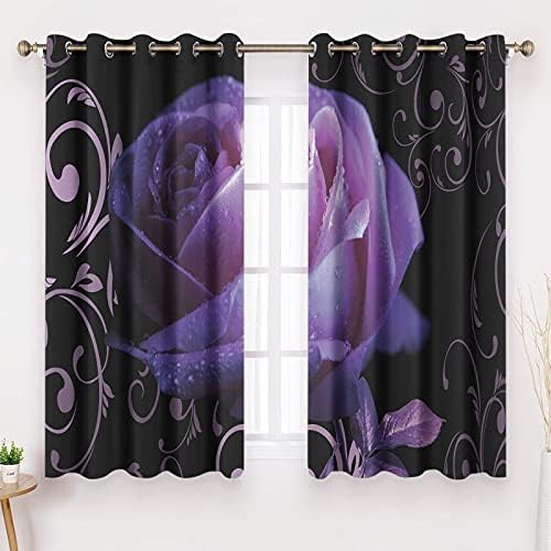 Purple Blackout Curtain Eyelet Super Soft Thermal Insulated Bedroom Curtains Blackout Eyelet Curtains for Bedroom (2 Panels, 66''x54'')