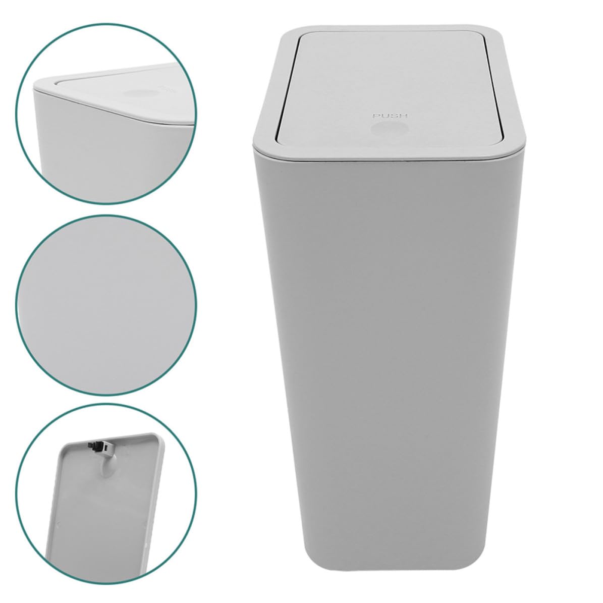 Trash Can with Lid 12l Capacity Modern Abs Garbage Container Bin for Kitchen and Home, Easy to Clean Large Kitchen Trash Can with Ample Capacity