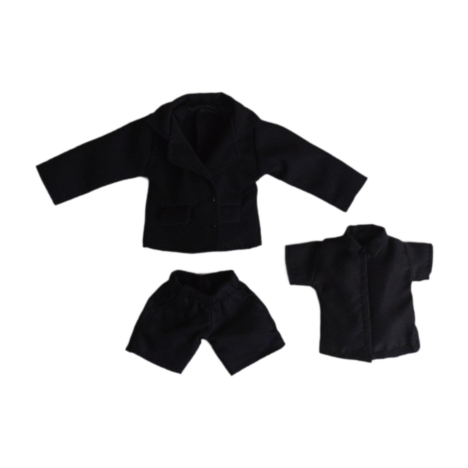 Puppenkleidung Im Maßstab 1:12 – Anzug, Outfit, Modedekoration, Puppen Selber Machen, Geschenk für Kleine Mädchen, Mantel, Hemd, Hose, Kostüm, Schwarz
