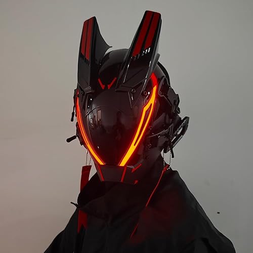 Miniatura 9 de KYEDAY Máscara punk para hombres, máscara LED para mujer, tecnología punk futurista, cosplay, Halloween, fiesta, festival de música, accesorios
