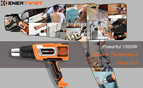 Enertwist 1500W Heat Gun Variable Temperature Control Hot Air Tool Kit Heating Protect For Shrink Wrapping, Paint Removal, Wiring, Tubing, Crafts, Vinyl Wrap, Automotive, Electronics Repair #TOP4