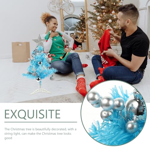 Árbol de Navidad mini de 45 cm, la solución compacta azul y sin luces para espacios reducidos 5