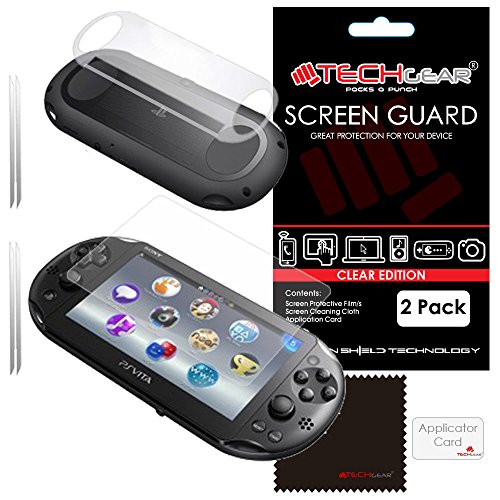 TECHGEAR [2 Pack] Protection Écran pour PlayStation PS Vita Slim (Vita 2000) Avant & Arrière, Film de Protection Clair avec Chiffon et Carte d'Application...