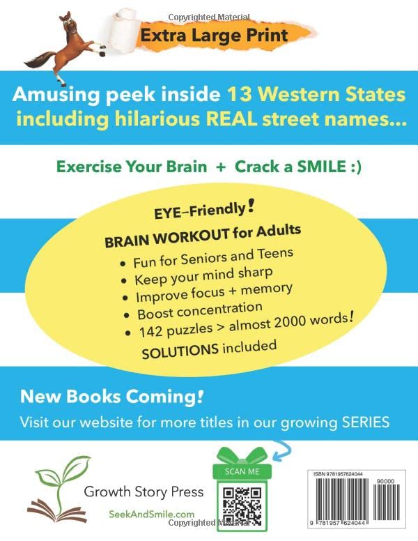 Seek and Smile - WACKY WEST - JUMBO PRINT Word Search: Giant Extra Large Puzzles for Adults, Seniors, Teens (Approx.2000 Words with Solutions, ... Eye Strain) (EYE-Friendly * Screen-free Fun) - Image 2