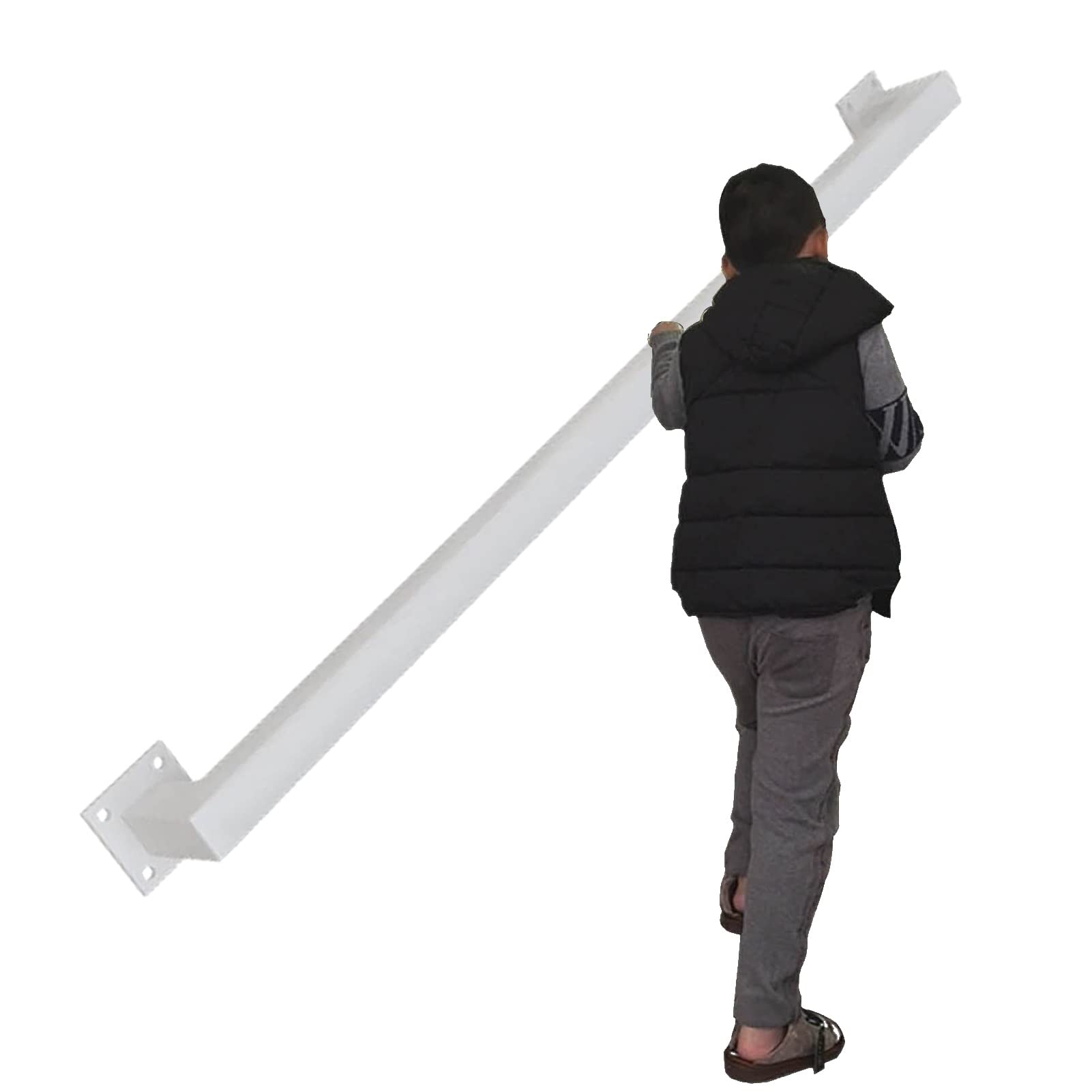 Main Courante pour Escalier Intérieur et Extérieur - Rampe de Sécurité Murale en Métal Noir de 1m à 6m