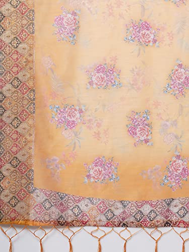 Image of AKHILAM Women's Ikat Linen Saree With Blouse Piece